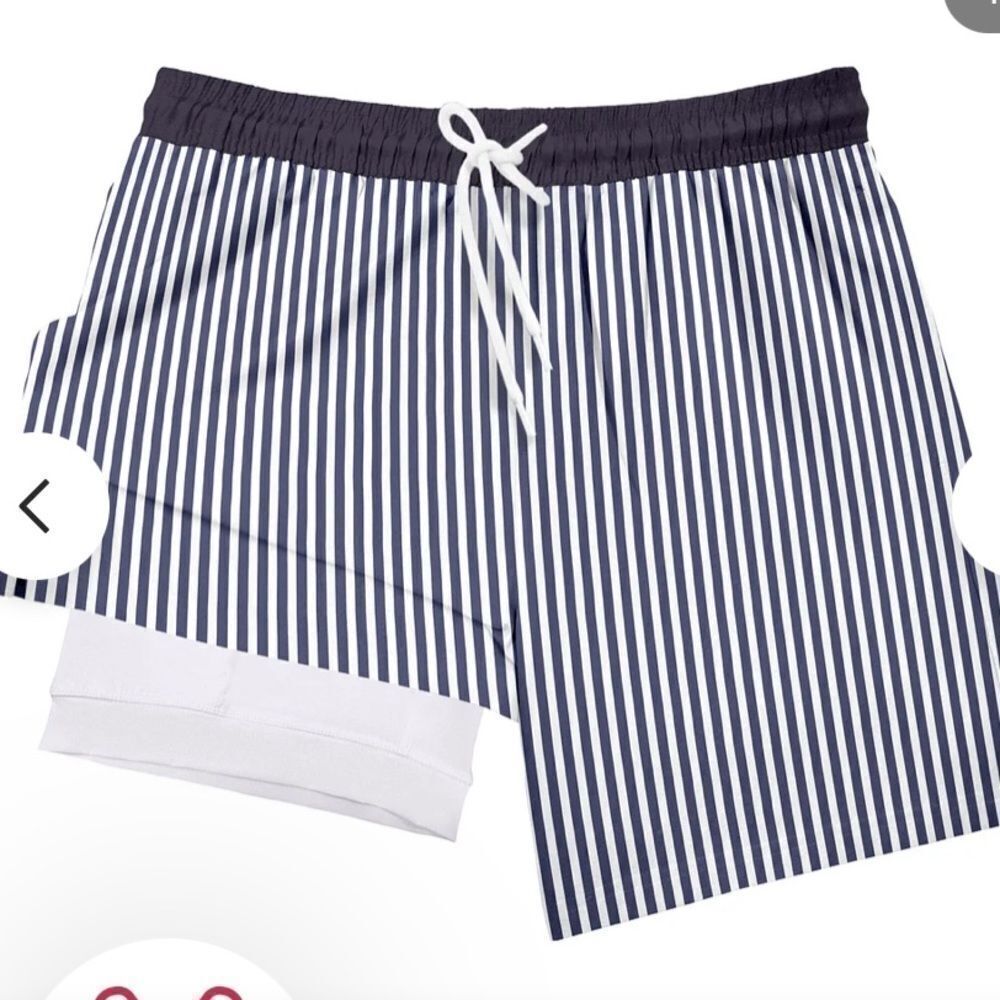 Klatie Light Blue Stripe (Lined‎ Workout Shorts) XXL NWT and in packaging